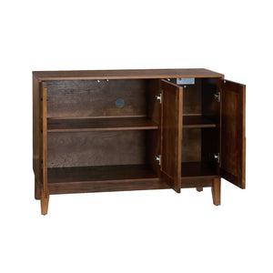 English Elm 44.3'' Mid-century Fluted Sideboard with Push Open Doors and Adjustable Interior Shelving Walnut W1801P457806
