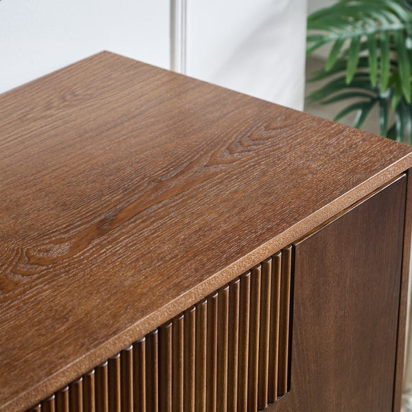 English Elm 44.3'' Mid-century Fluted Sideboard with Push Open Doors and Adjustable Interior Shelving Walnut W1801P457806