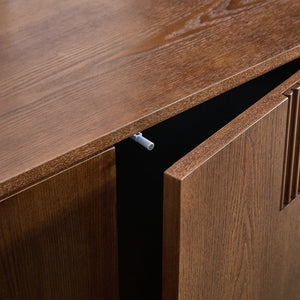 English Elm 44.3'' Mid-century Fluted Sideboard with Push Open Doors and Adjustable Interior Shelving Walnut W1801P457806
