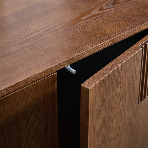 English Elm 44.3'' Mid-century Fluted Sideboard with Push Open Doors and Adjustable Interior Shelving Walnut W1801P457806