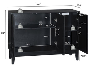English Elm 44.3'' Mid-century Fluted Sideboard with Push Open Doors and Adjustable Interior Shelving Black W1801P457807