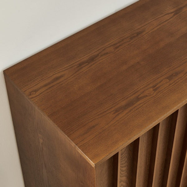 English Elm 31.6 Mid-Century Modern Sideboard with Grille Slat Doors and Adjustable Shelves Walnut W1801P476917