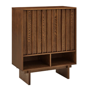 English Elm 31.6 Mid-Century Modern Sideboard with Grille Slat Doors and Adjustable Shelves Walnut W1801P476917