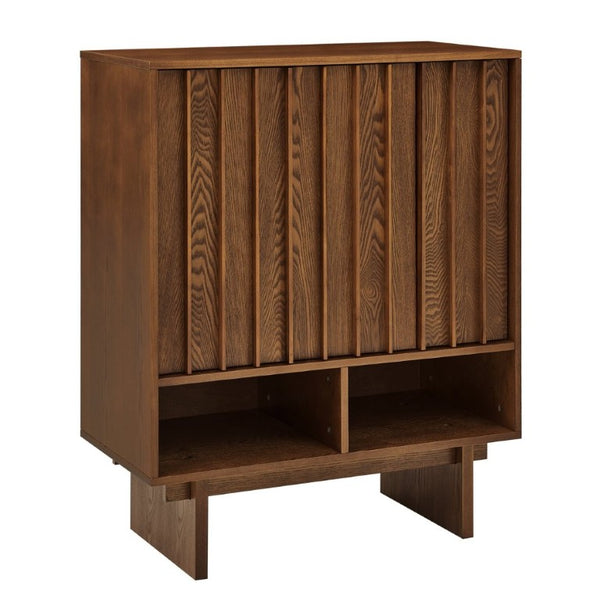 English Elm 31.6 Mid-Century Modern Sideboard with Grille Slat Doors and Adjustable Shelves Walnut W1801P476917