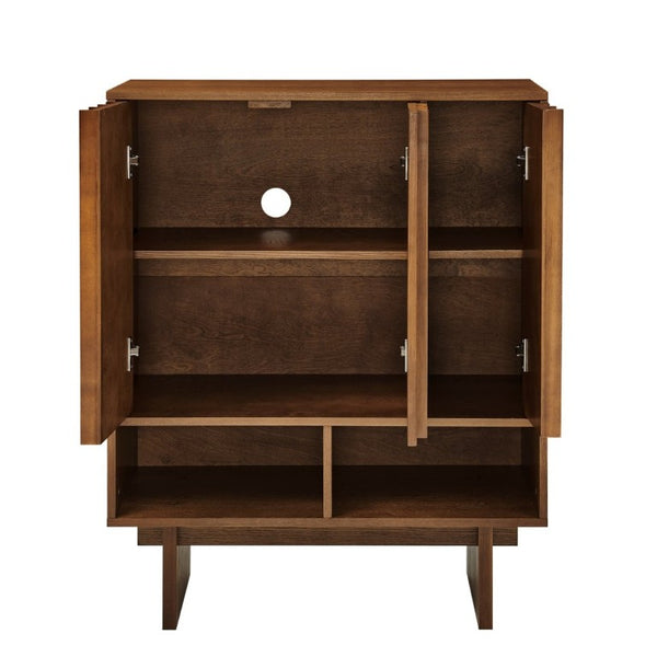 English Elm 31.6 Mid-Century Modern Sideboard with Grille Slat Doors and Adjustable Shelves Walnut W1801P476917