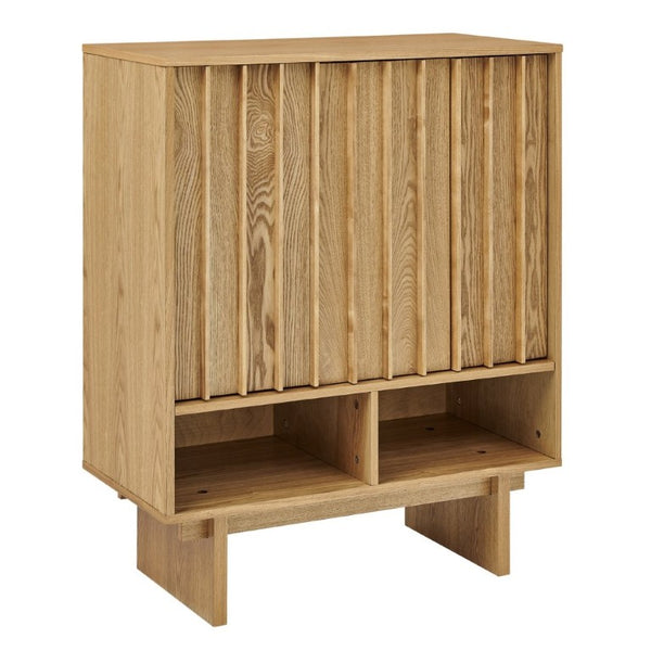 English Elm 31.6 Mid-Century Modern Sideboard with Grille Slat Doors and Adjustable Shelves Natural W1801P476919