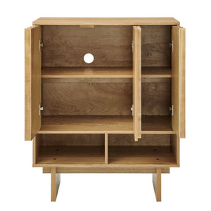 English Elm 31.6 Mid-Century Modern Sideboard with Grille Slat Doors and Adjustable Shelves Natural W1801P476919