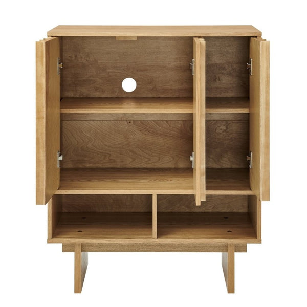 English Elm 31.6 Mid-Century Modern Sideboard with Grille Slat Doors and Adjustable Shelves Natural W1801P476919