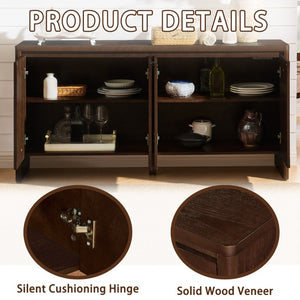 English Elm 61.1 Inch Mid Century Modern Sideboard with Adjustable Shelves Tapered Legs Walnut Tone Walnut W1801P498209