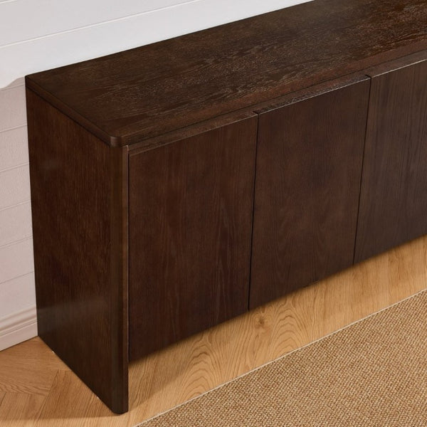 English Elm 61.1 Inch Mid Century Modern Sideboard with Adjustable Shelves Tapered Legs Walnut Tone Walnut W1801P498209