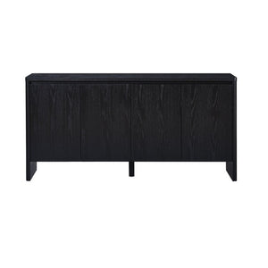 English Elm 61.1 Inch Mid Century Modern Sideboard with Adjustable Shelves Tapered Legs Walnut Tone Black W1801P498210