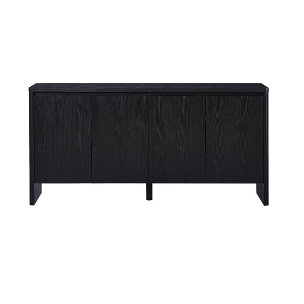 English Elm 61.1 Inch Mid Century Modern Sideboard with Adjustable Shelves Tapered Legs Walnut Tone Black W1801P498210