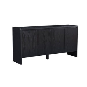 English Elm 61.1 Inch Mid Century Modern Sideboard with Adjustable Shelves Tapered Legs Walnut Tone Black W1801P498210