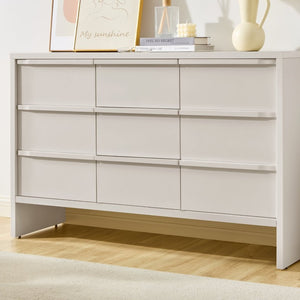 English Elm 47.3 Inch Mid-Century Sideboard with Solid Wood Handles Two Doors Three Drawers White W1801P498214