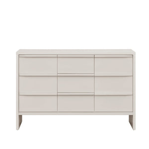 English Elm 47.3 Inch Mid-Century Sideboard with Solid Wood Handles Two Doors Three Drawers White W1801P498214