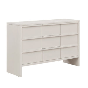 English Elm 47.3 Inch Mid-Century Sideboard with Solid Wood Handles Two Doors Three Drawers White W1801P498214