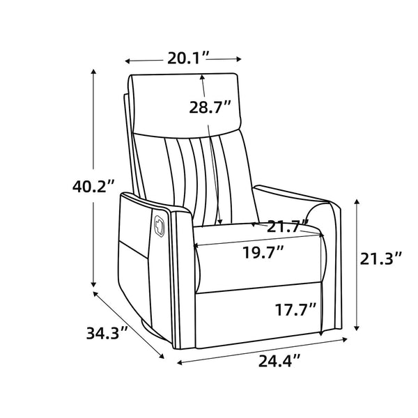 English Elm Light Grey Fabric Swivel Rocker Recliner with Massage Heat Therapy for Living Room W1803P508577