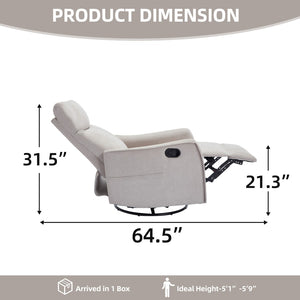 English Elm Heat Massage Rocker Swivel Recliner with 8 Node Vibration for Cozy Living Room Lounging Beige W1803P516797