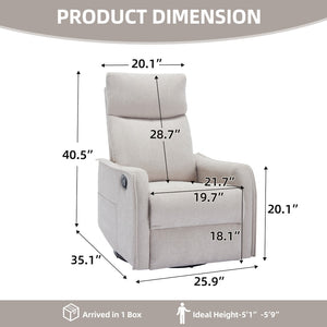 English Elm Heat Massage Rocker Swivel Recliner with 8 Node Vibration for Cozy Living Room Lounging Beige W1803P516797