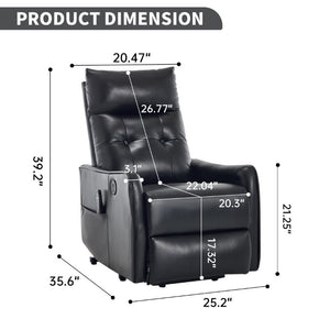 English Elm Black PU Leather Power Lift Recliner with Massage Heat and USB Charging Port Black W1803P525505