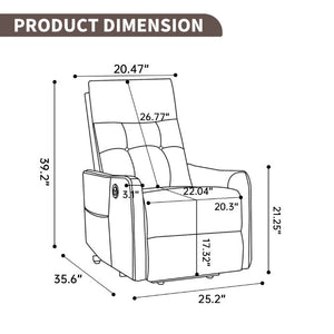 English Elm Black PU Leather Power Lift Recliner with Massage Heat and USB Charging Port Brown - A W1803P525506