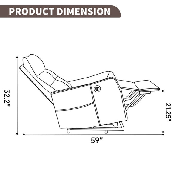 English Elm Black PU Leather Power Lift Recliner with Massage Heat and USB Charging Port Brown - A W1803P525506