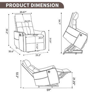 English Elm Black PU Leather Power Lift Recliner with Massage Heat and USB Charging Port Brown - A W1803P525506
