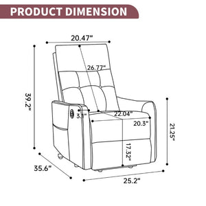 English Elm Black PU Leather Power Lift Recliner with Massage Heat and USB Charging Port Wine Red W1803P525507