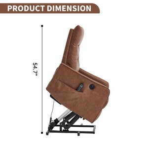 English Elm Black PU Leather Power Lift Recliner with Massage Heat and USB Charging Port Brown - B W1803P536618