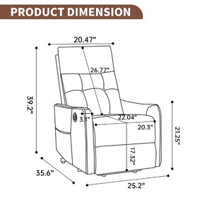 English Elm Black PU Leather Power Lift Recliner with Massage Heat and USB Charging Port Brown - B W1803P536618
