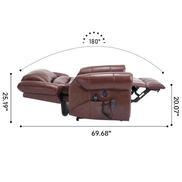 English Elm Power Lift Recliner Genuine Leather Dual Motor Massage Heat Infinite Position Chair Red W1803S00073