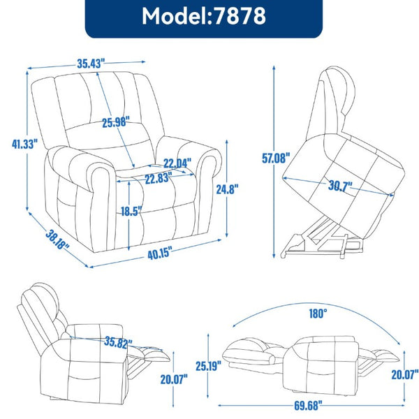 English Elm Power Lift Recliner Genuine Leather Dual Motor Massage Heat Infinite Position Chair Red W1803S00073