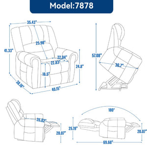 English Elm Power Lift Recliner Genuine Leather Dual Motor Massage Heat Infinite Position Chair Brown W1803S00075