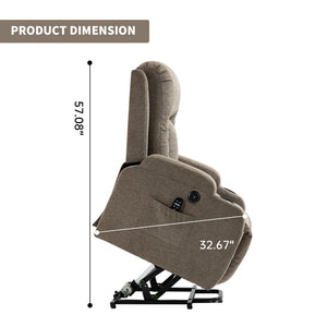 English Elm Infinite Position Power Lift Recliner with Massage Heat USB and Cup Holders for Elderly W1803S00094