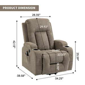 English Elm Infinite Position Power Lift Recliner with Massage Heat USB and Cup Holders for Elderly W1803S00094