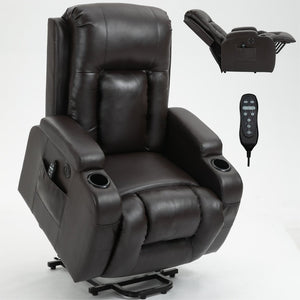 English Elm Infinite Position Power Lift Recliner with Massage Heat and USB for Seniors 350 Lb W1803S00095