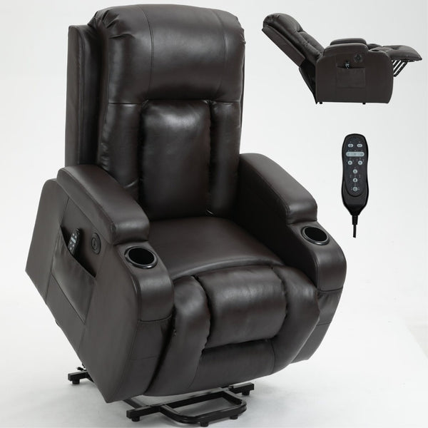 English Elm Infinite Position Power Lift Recliner with Massage Heat and USB for Seniors 350 Lb W1803S00095