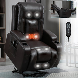 English Elm Infinite Position Power Lift Recliner with Massage Heat and USB for Seniors 350 Lb W1803S00095