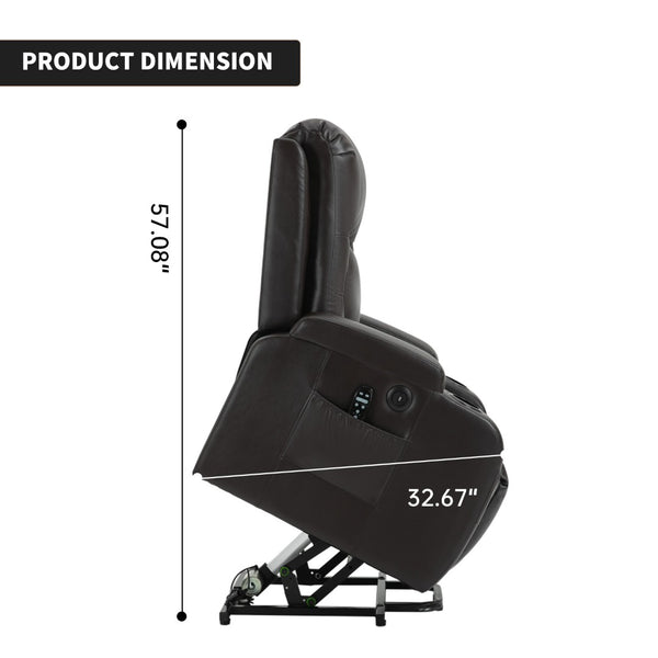 English Elm Infinite Position Power Lift Recliner with Massage Heat and USB for Seniors 350 Lb W1803S00095