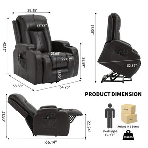 English Elm Infinite Position Power Lift Recliner with Massage Heat and USB for Seniors 350 Lb W1803S00095