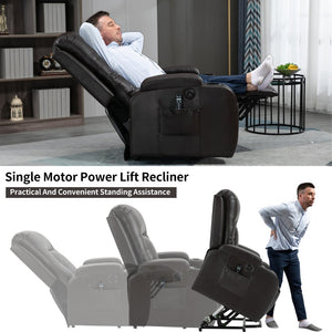 English Elm Infinite Position Power Lift Recliner with Massage Heat and USB for Seniors 350 Lb W1803S00095