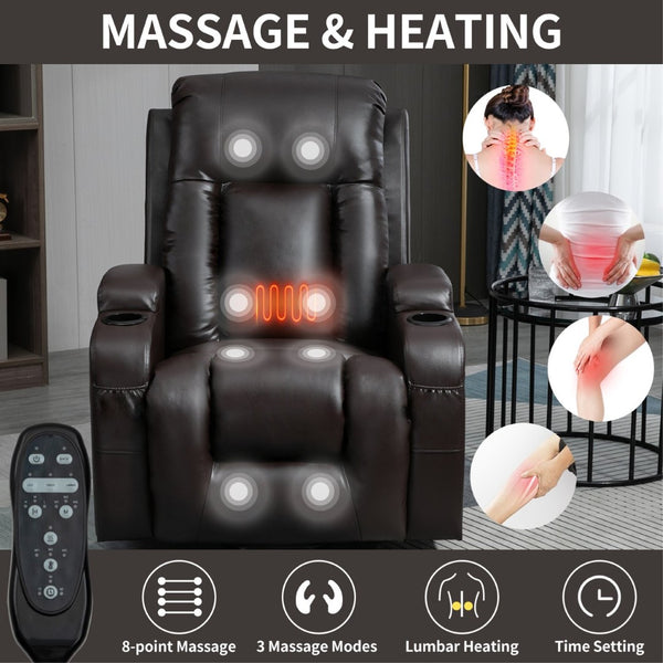English Elm Infinite Position Power Lift Recliner with Massage Heat and USB for Seniors 350 Lb W1803S00095