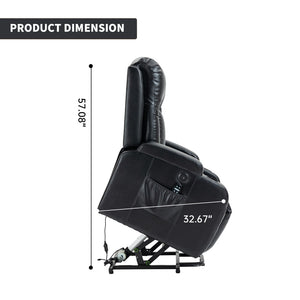 English Elm Infinite Position Power Lift Recliner with Massage Heating and USB Port for Seniors W1803S00096