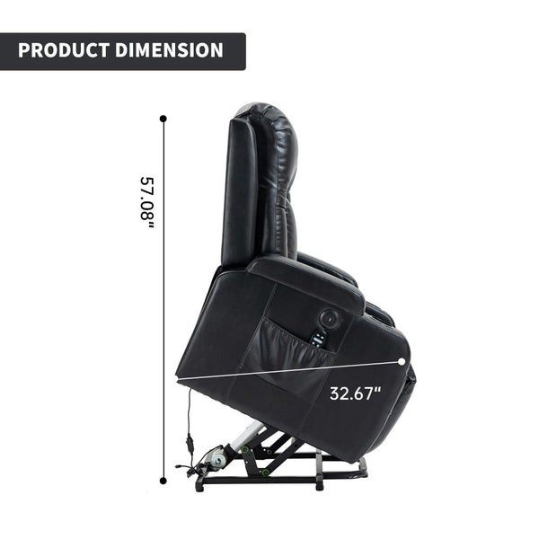 English Elm Infinite Position Power Lift Recliner with Massage Heating and USB Port for Seniors W1803S00096
