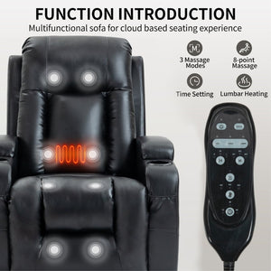 English Elm Infinite Position Power Lift Recliner with Massage Heating and USB Port for Seniors W1803S00096