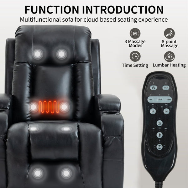 English Elm Infinite Position Power Lift Recliner with Massage Heating and USB Port for Seniors W1803S00096