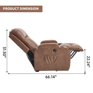 English Elm Brown PU Leather Power Lift Recliner with Massage Heat and USB Port for Seniors W1803S00097