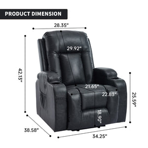 English Elm Dark Grey PU Leather Power Lift Recliner with Massage Heating and USB Port for Elderly W1803S00098