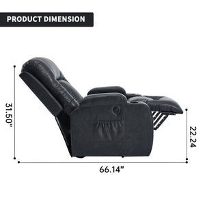English Elm Dark Grey PU Leather Power Lift Recliner with Massage Heating and USB Port for Elderly W1803S00098