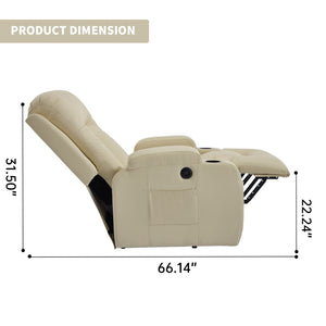 English Elm Beige PU Leather Power Lift Recliner with Massage Heat and USB for Elderly W1803S00099